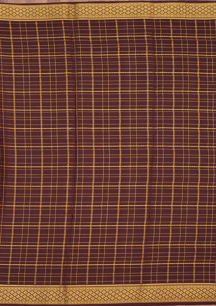 Brown Zariwork Pure Crepe Silk Saree