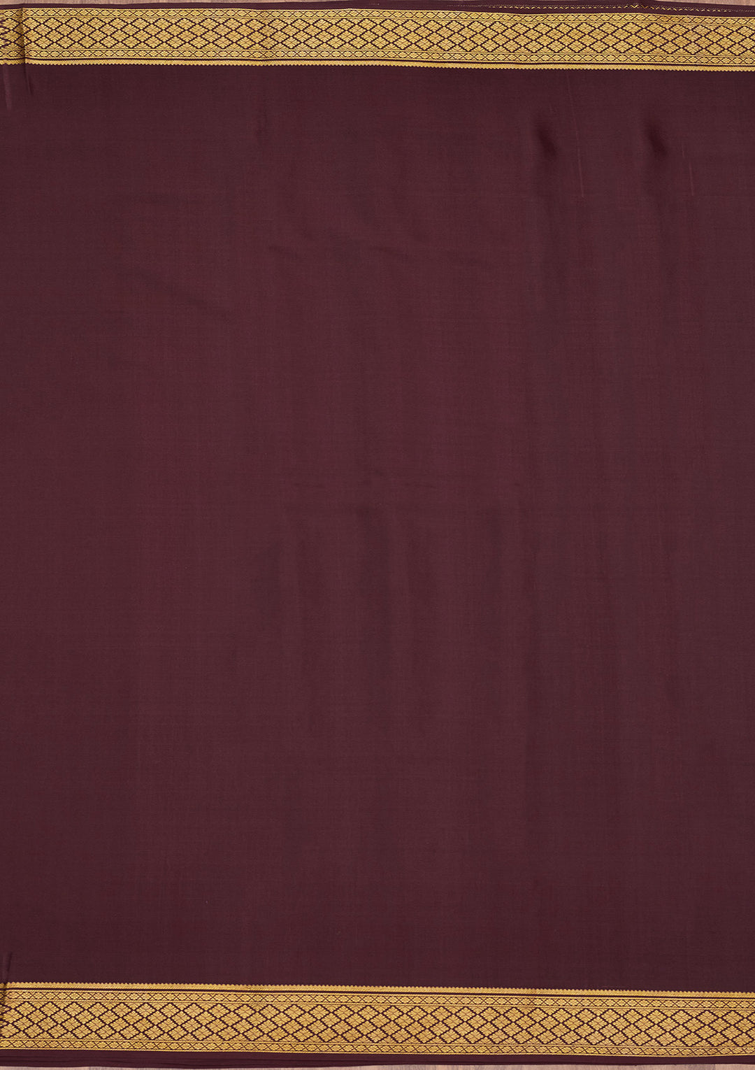 Brown Zariwork Pure Crepe Silk Saree