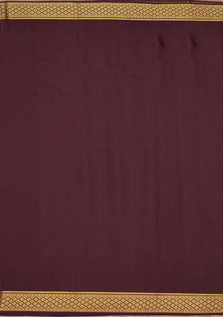 Brown Zariwork Pure Crepe Silk Saree