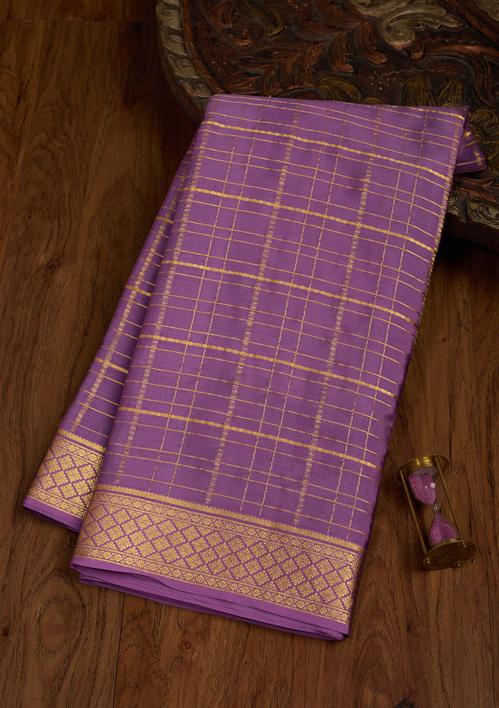 Light Lavender Zariwork Pure Crepe Silk Saree