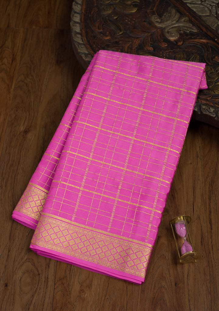 Onion Pink Zariwork Pure Crepe Silk Saree