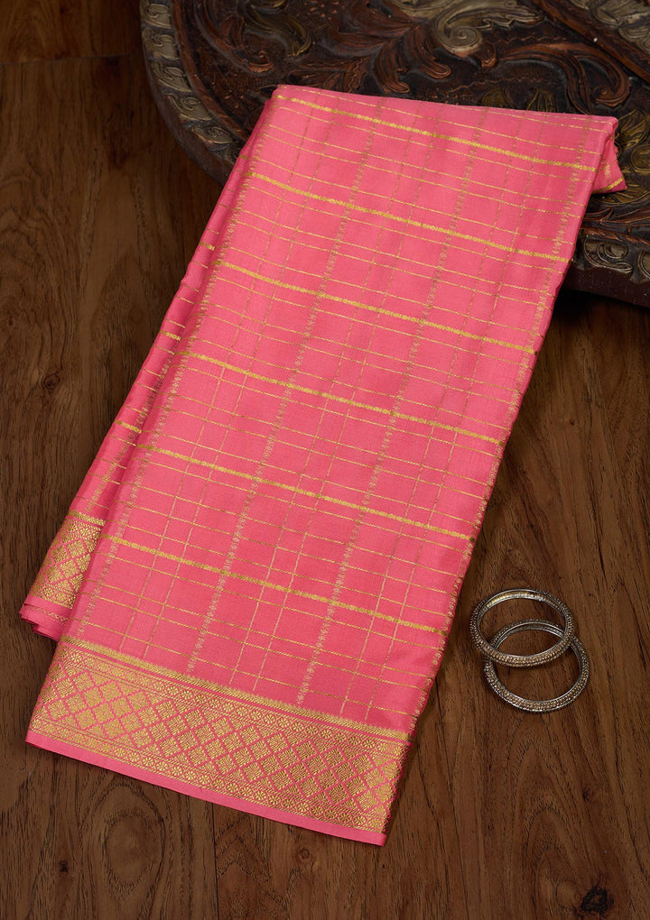 Peach Zariwork Pure Crepe Silk Saree