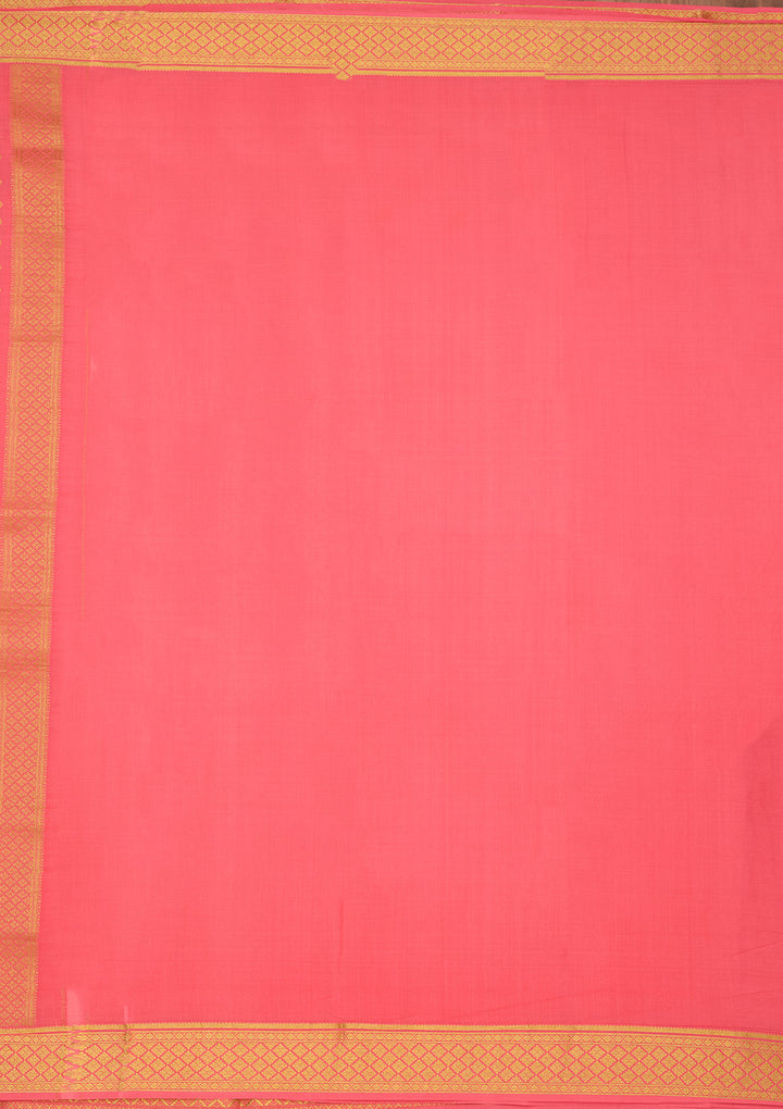 Peach Zariwork Pure Crepe Silk Saree