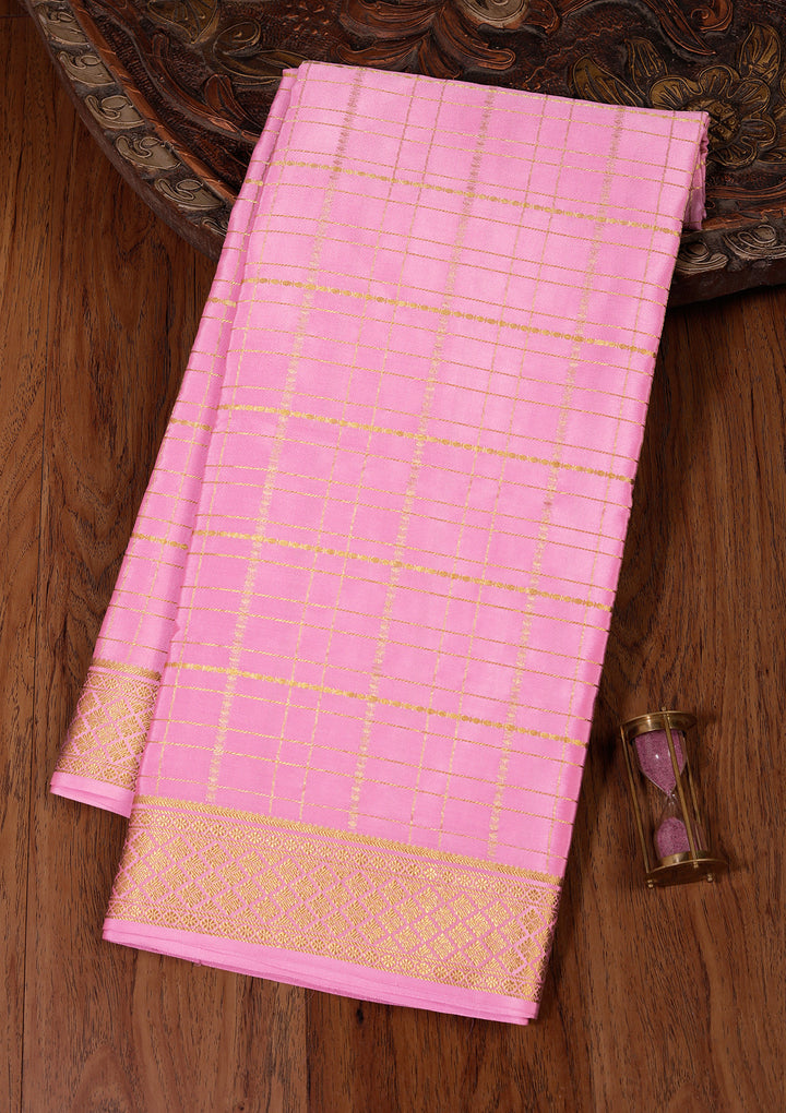 Pink Zariwork Pure Crepe Silk_Saree
