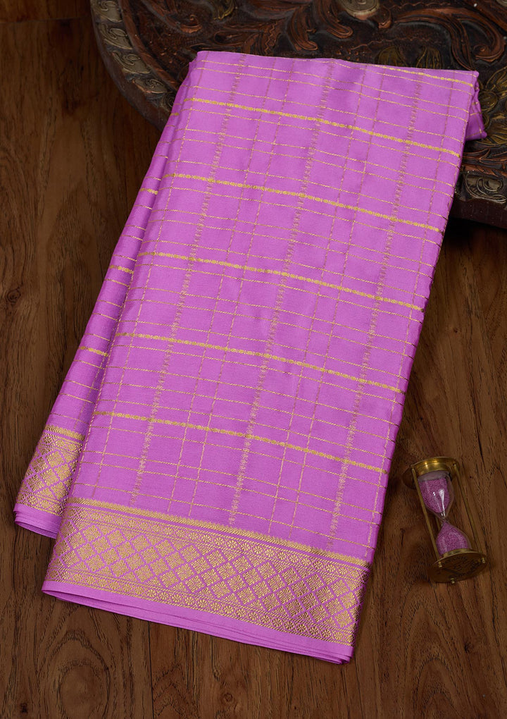 Purple Zariwork Pure Crepe Silk Saree