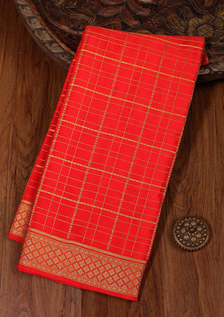 Red Zariwork Pure Crepe Silk Saree
