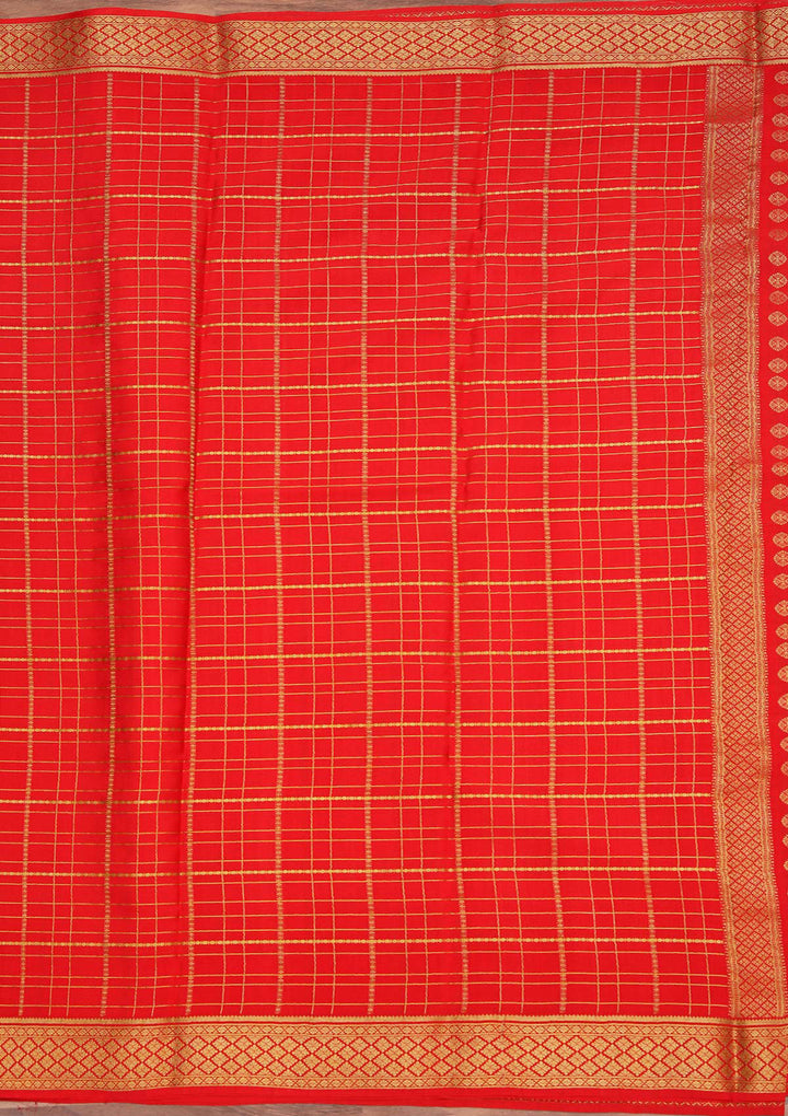 Red Zariwork Pure Crepe Silk Saree