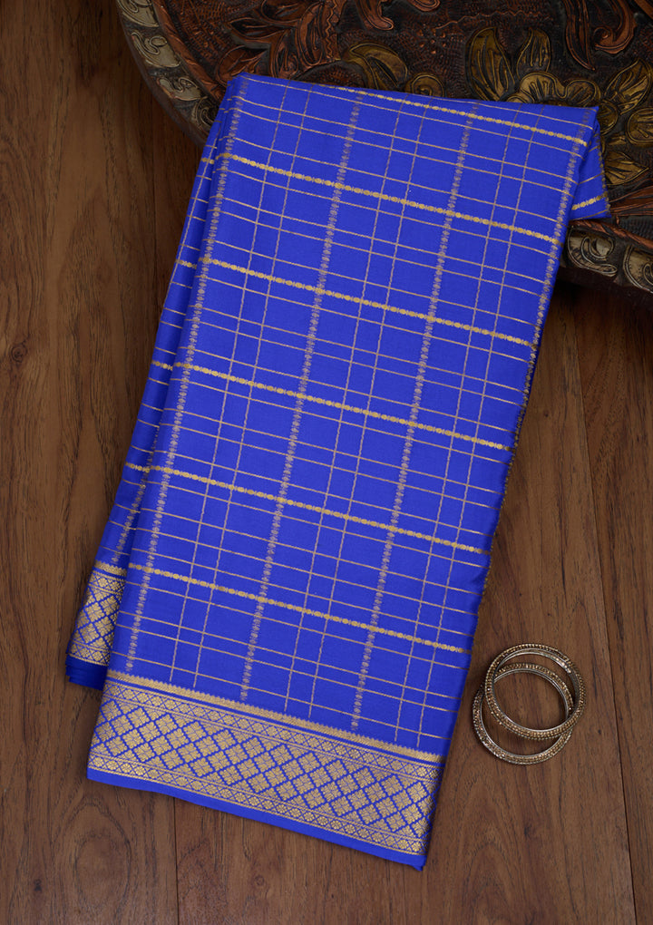 Royal Blue Zariwork Pure Crepe Silk Saree