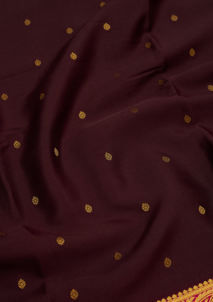 Brown Zariwork Pure Crepe Silk Saree
