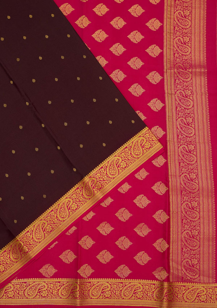 Brown Zariwork Pure Crepe Silk Saree