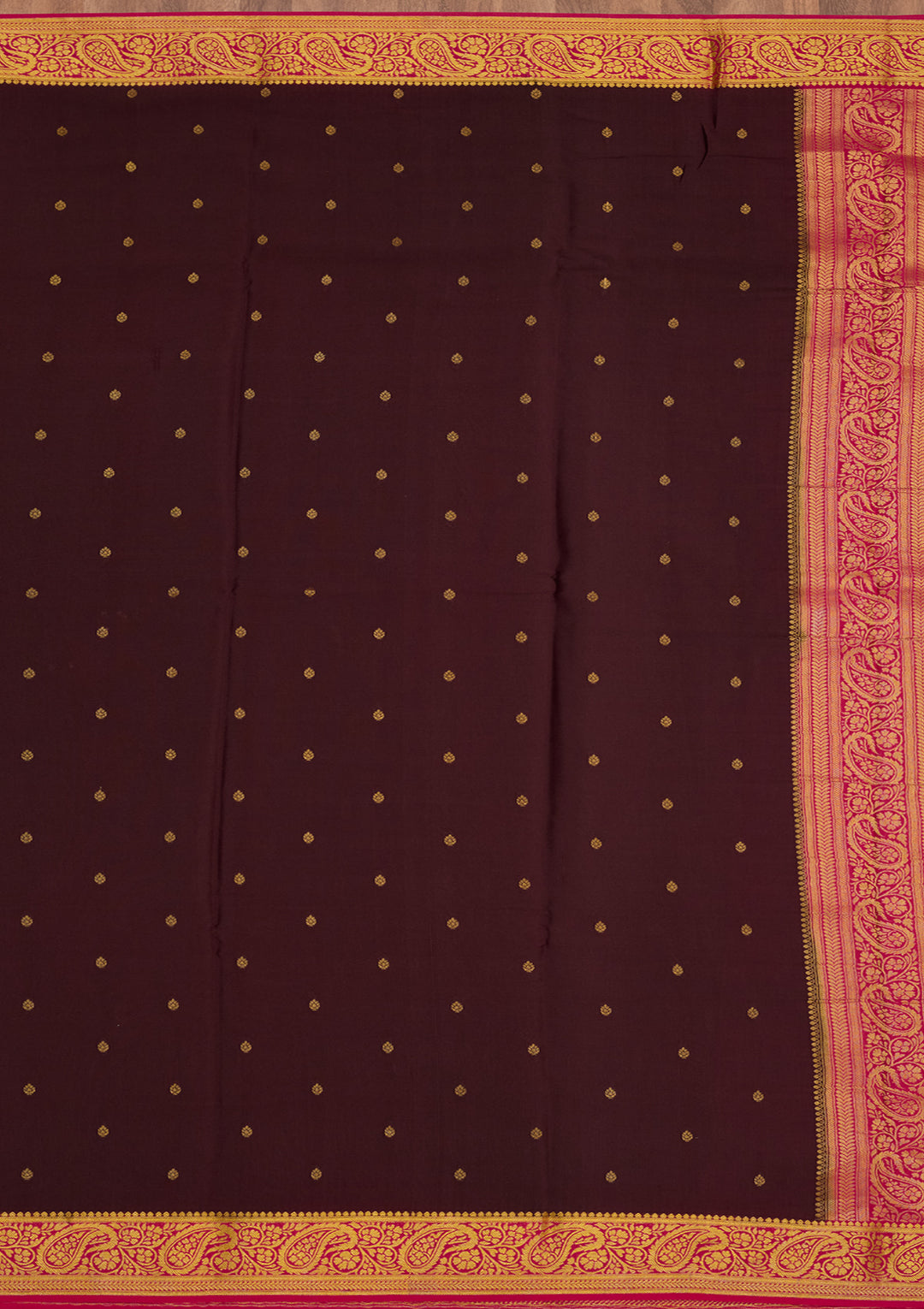 Brown Zariwork Pure Crepe Silk Saree