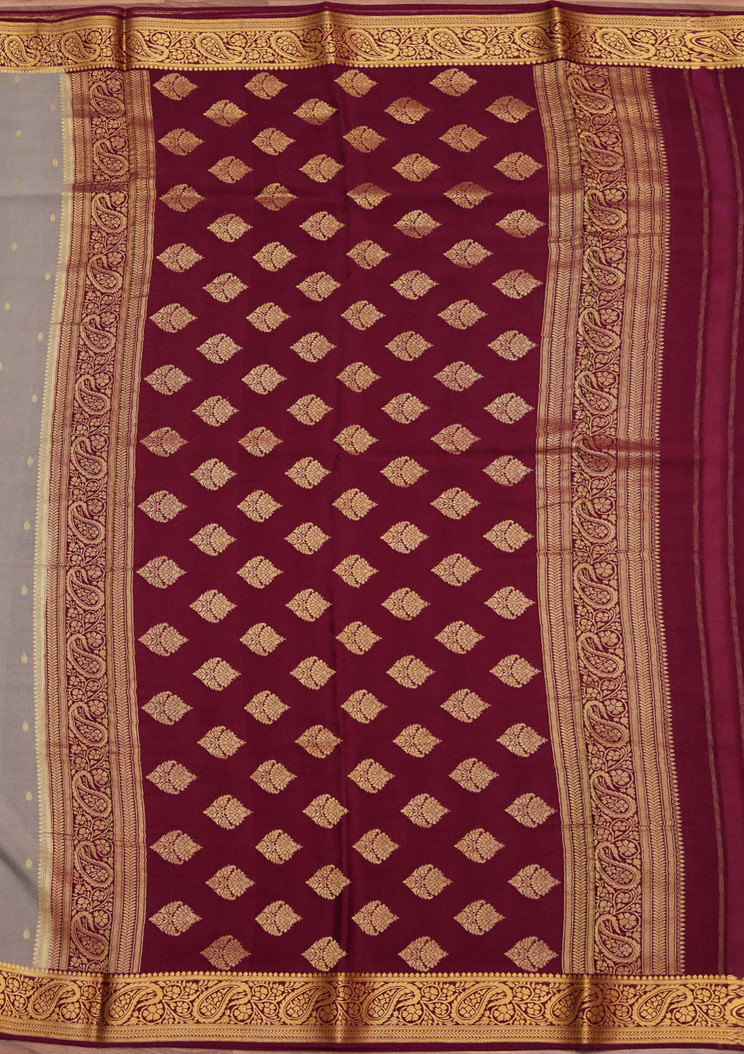 Light Grey Zariwork Pure Crepe Silk Saree