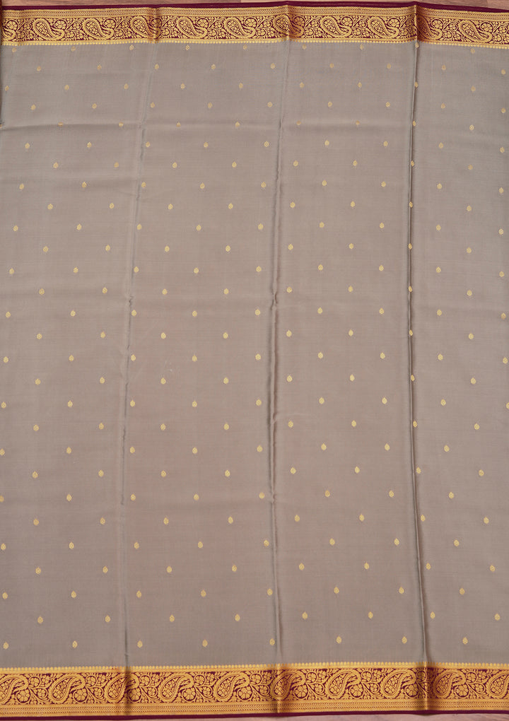 Light Grey Zariwork Pure Crepe Silk Saree