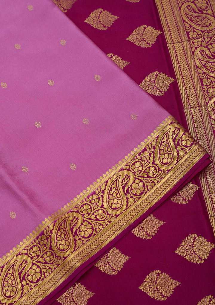 Onion Pink Zariwork Pure Crepe Silk Saree