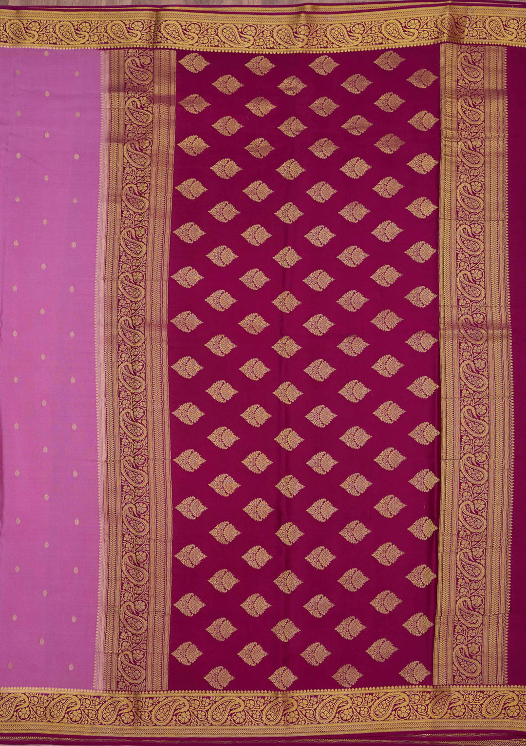 Onion Pink Zariwork Pure Crepe Silk Saree