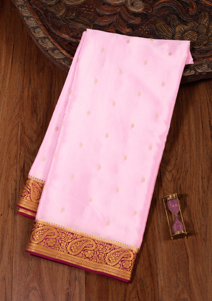 Onion Pink Zariwork Pure Crepe Silk Saree