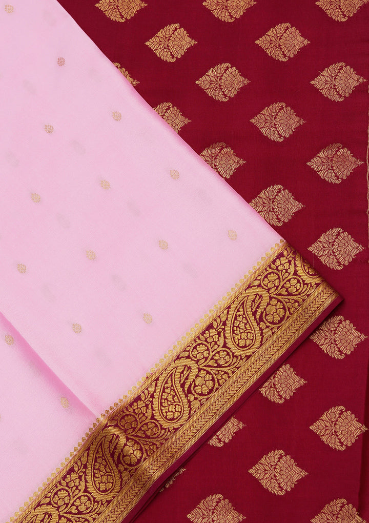 Onion Pink Zariwork Pure Crepe Silk Saree