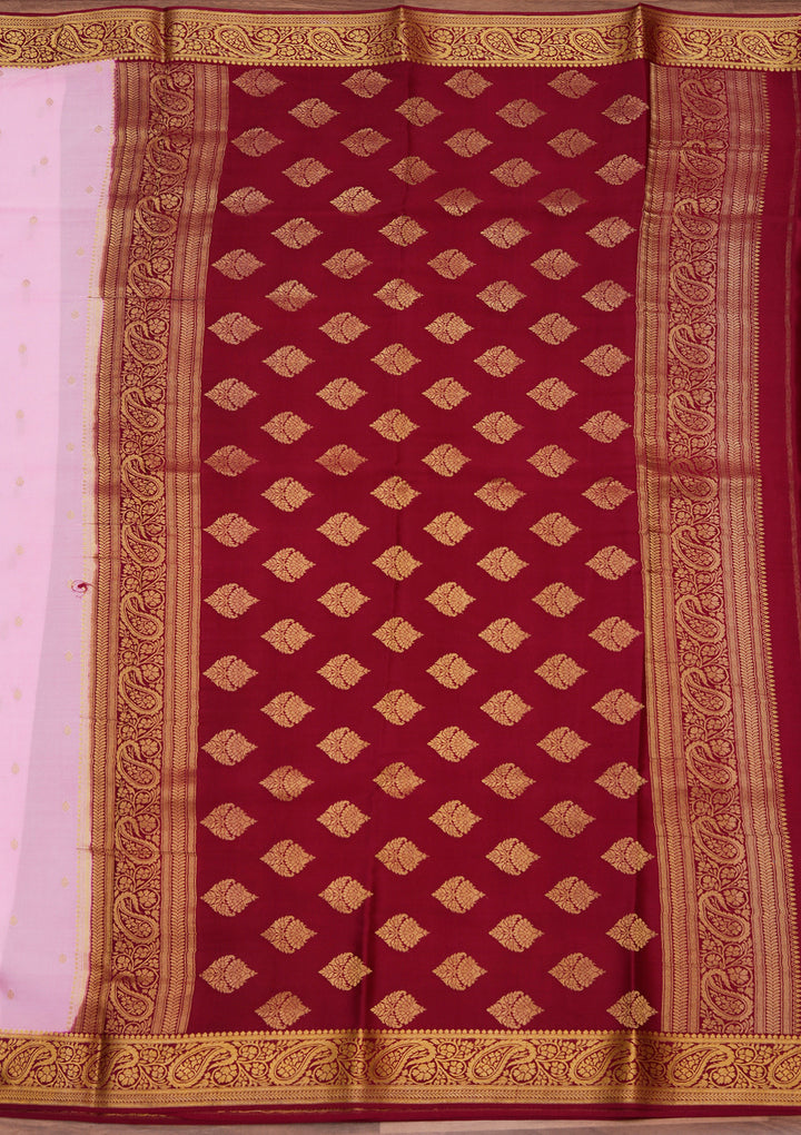 Onion Pink Zariwork Pure Crepe Silk Saree