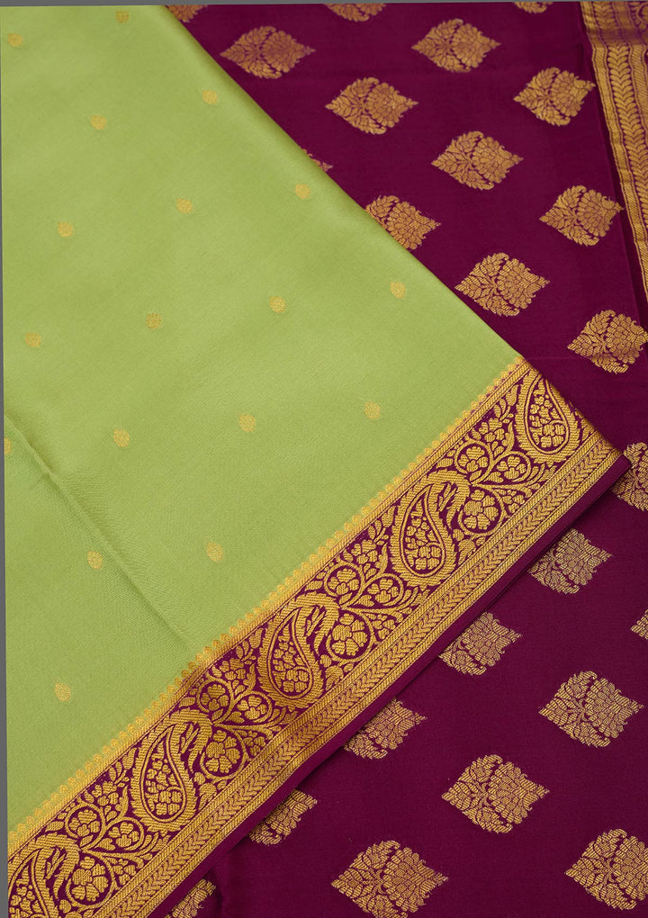 Pista Green Zariwork Pure Crepe Silk Saree