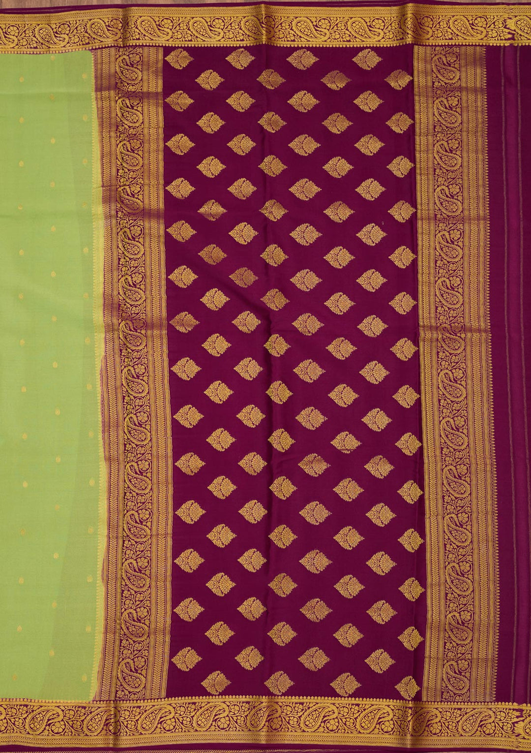 Pista Green Zariwork Pure Crepe Silk Saree