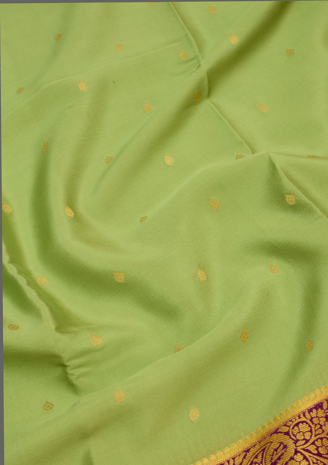 Pista Green Zariwork Pure Crepe Silk Saree