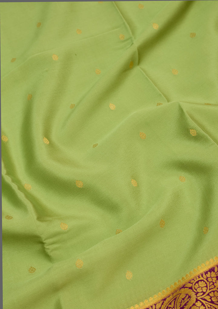 Pista Green Zariwork Pure Crepe Silk Saree