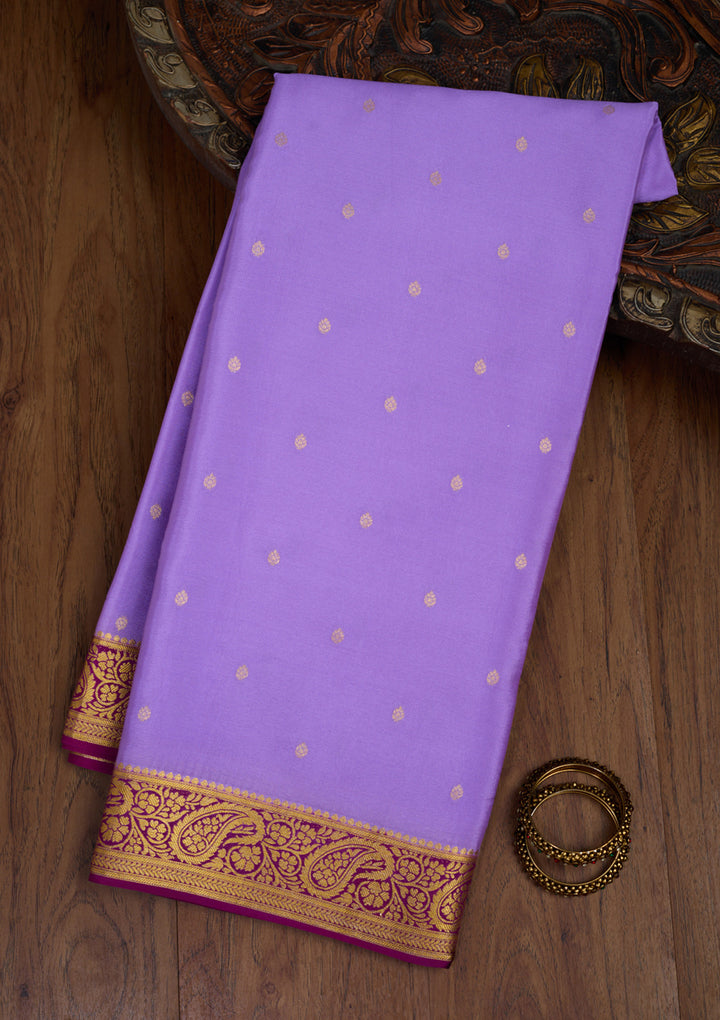 Purple Zariwork Pure Crepe Silk Saree