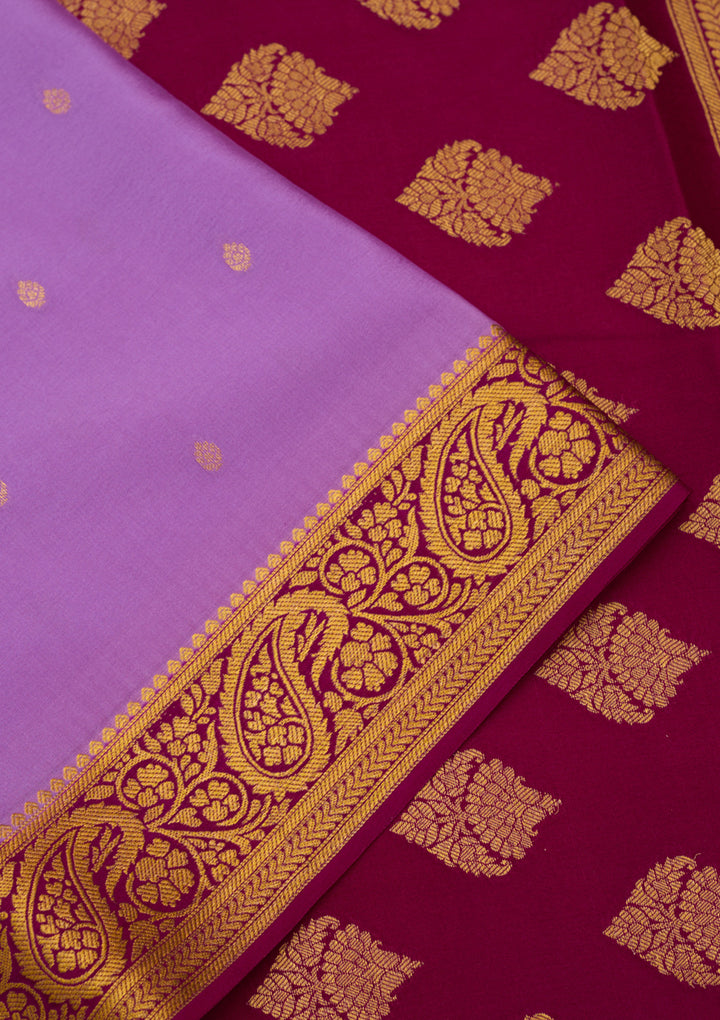Purple Zariwork Pure Crepe Silk Saree