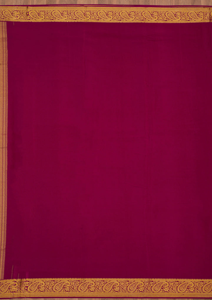 Purple Zariwork Pure Crepe Silk Saree