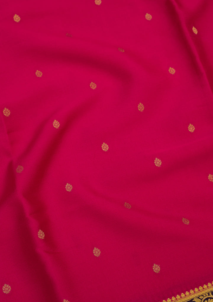 Rani Pink Zariwork Pure Crepe Silk_Saree