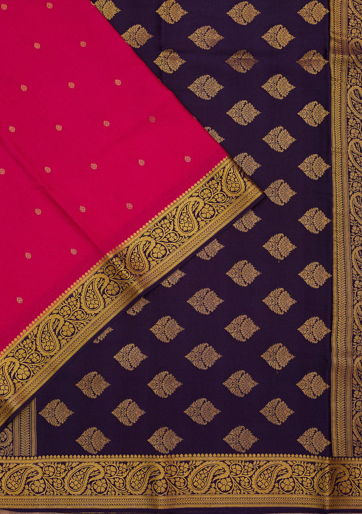 Rani Pink Zariwork Pure Crepe Silk_Saree