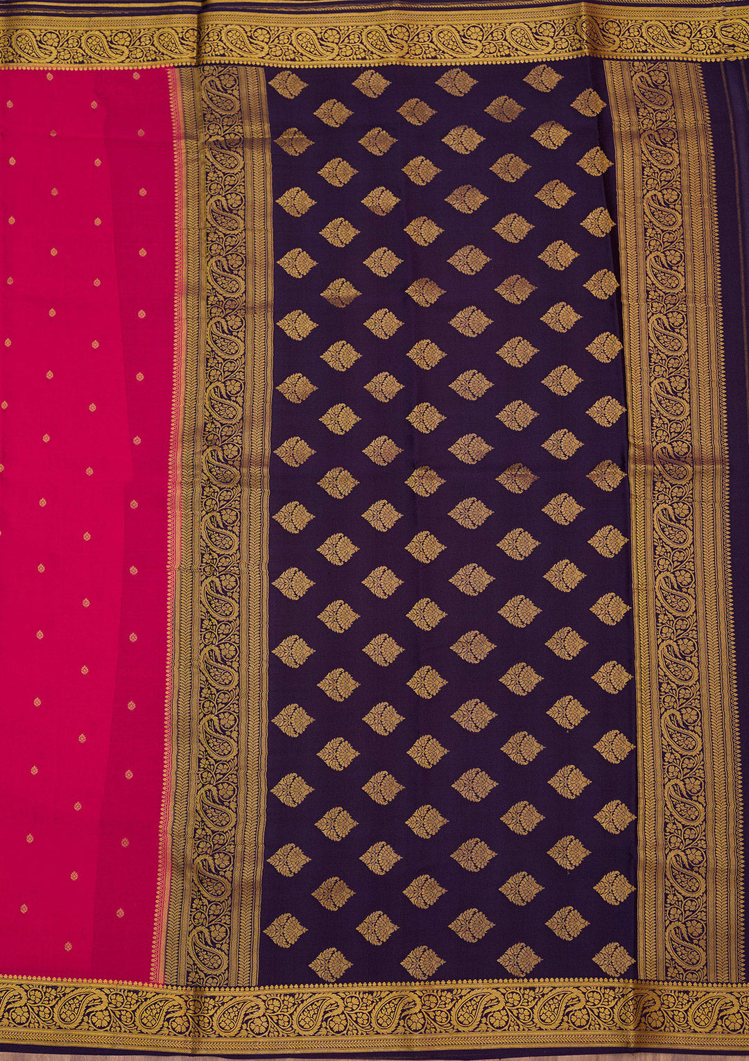 Rani Pink Zariwork Pure Crepe Silk_Saree