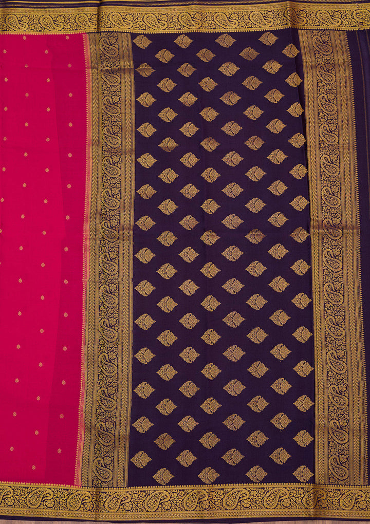 Rani Pink Zariwork Pure Crepe Silk_Saree