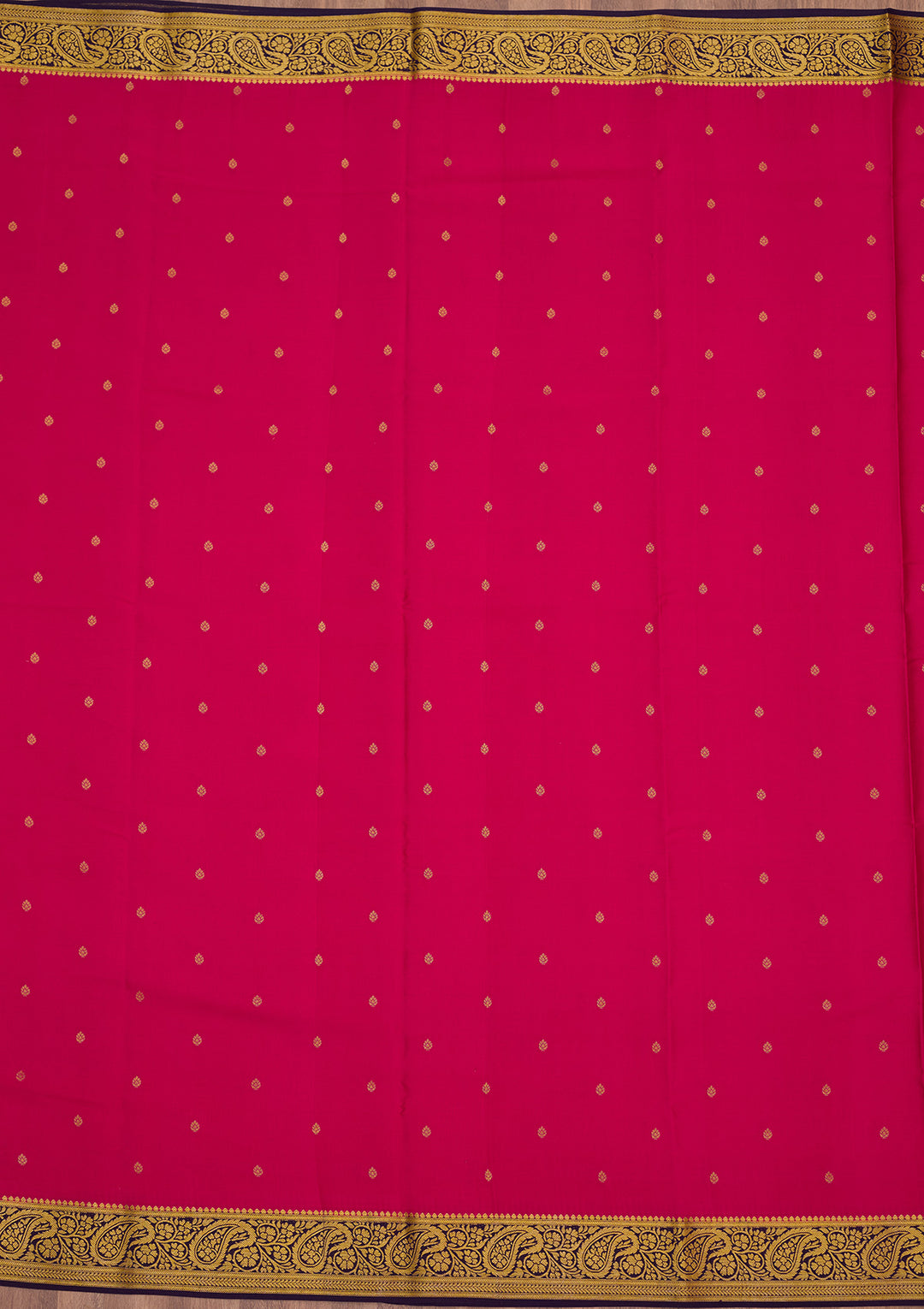 Rani Pink Zariwork Pure Crepe Silk_Saree