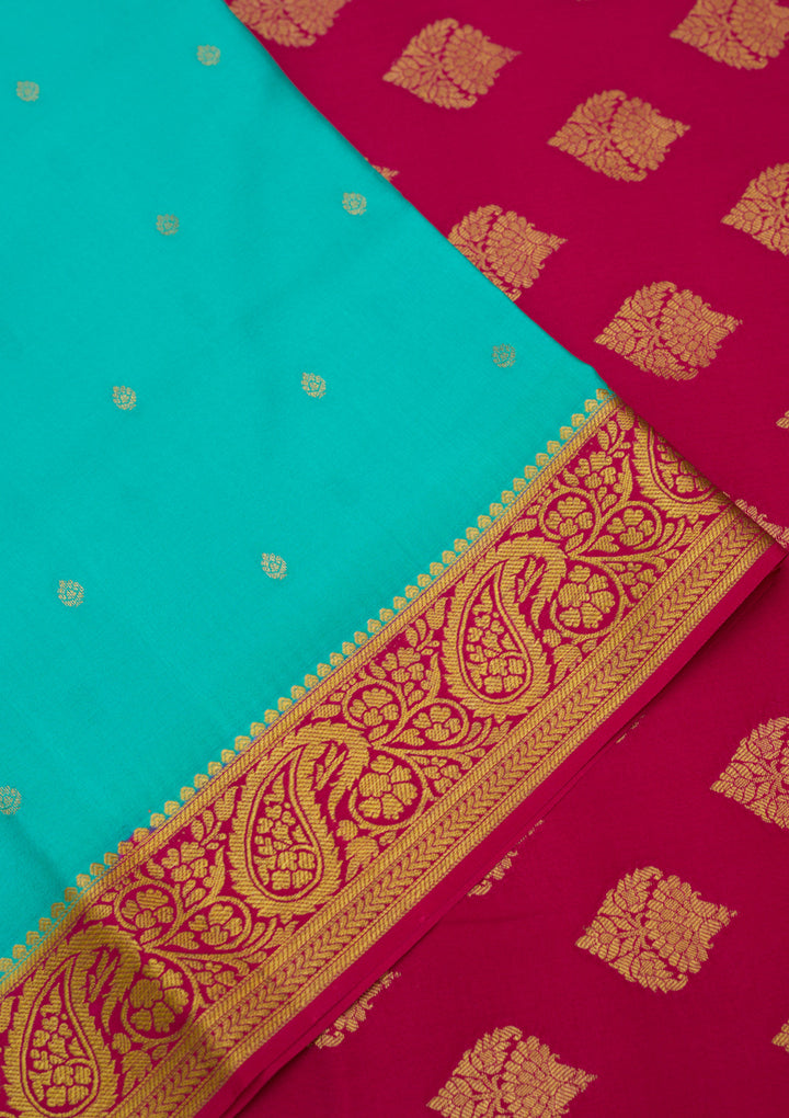 Sky Blue Zariwork Pure Crepe Silk Saree