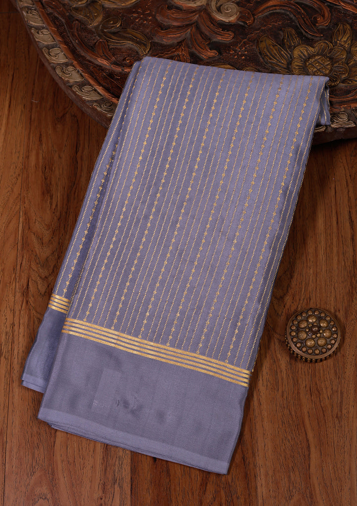 Blue Zariwork Pure Crepe Silk Saree