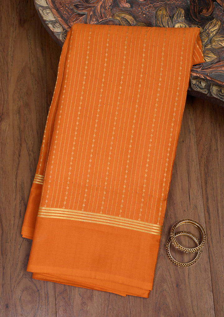 Orange Zariwork Pure Crepe Silk Saree