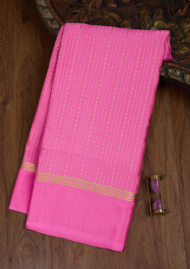 Peach Zariwork Pure Crepe Silk Saree