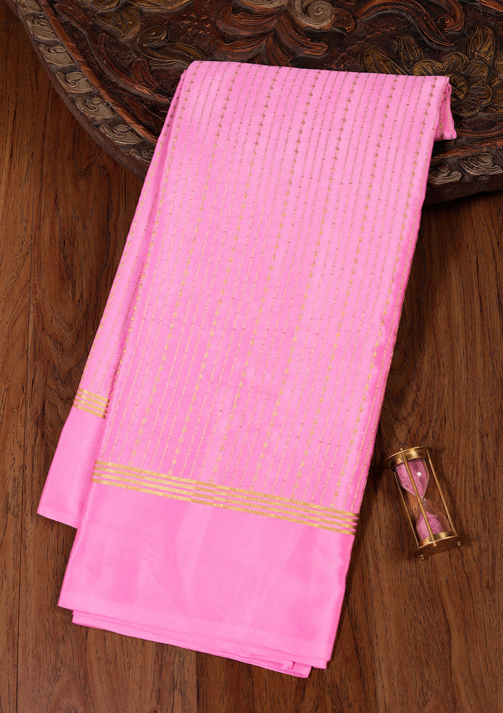 Pink Zariwork Pure Crepe Silk Saree