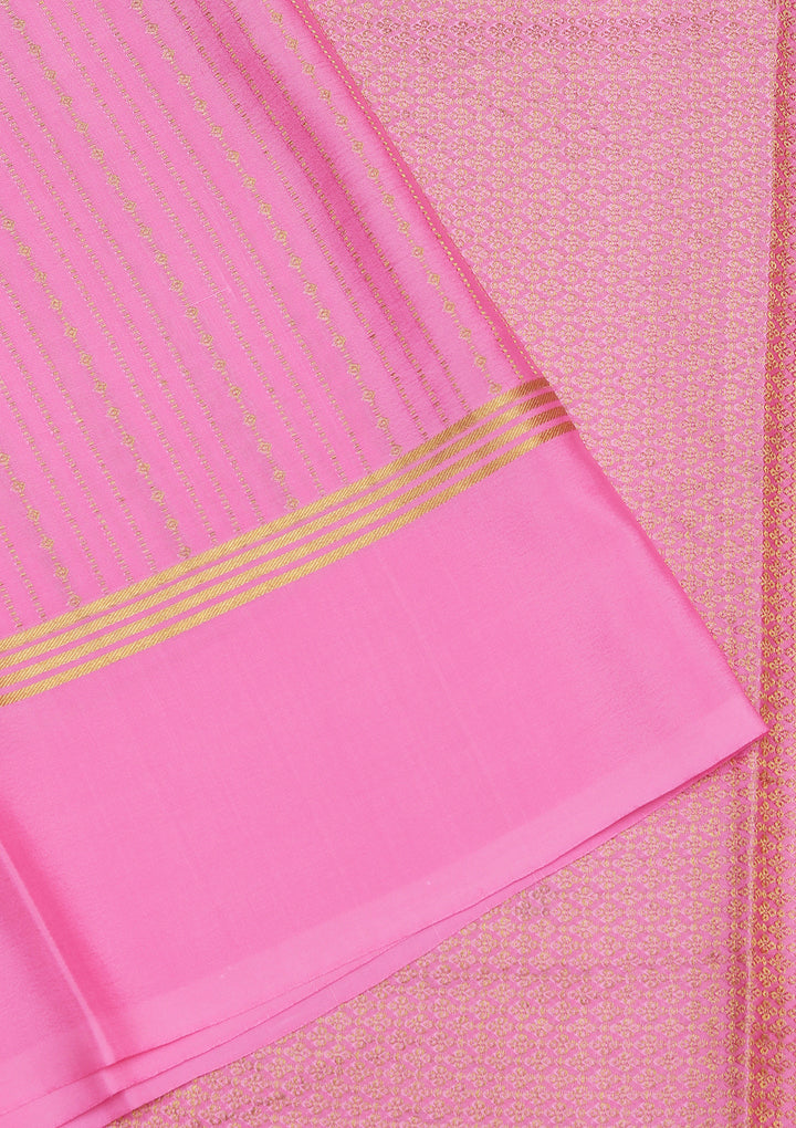 Pink Zariwork Pure Crepe Silk Saree
