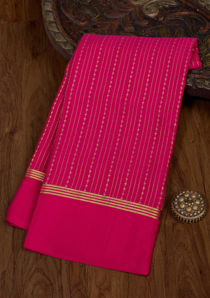 Rani Pink Zariwork Pure Crepe Silk Saree