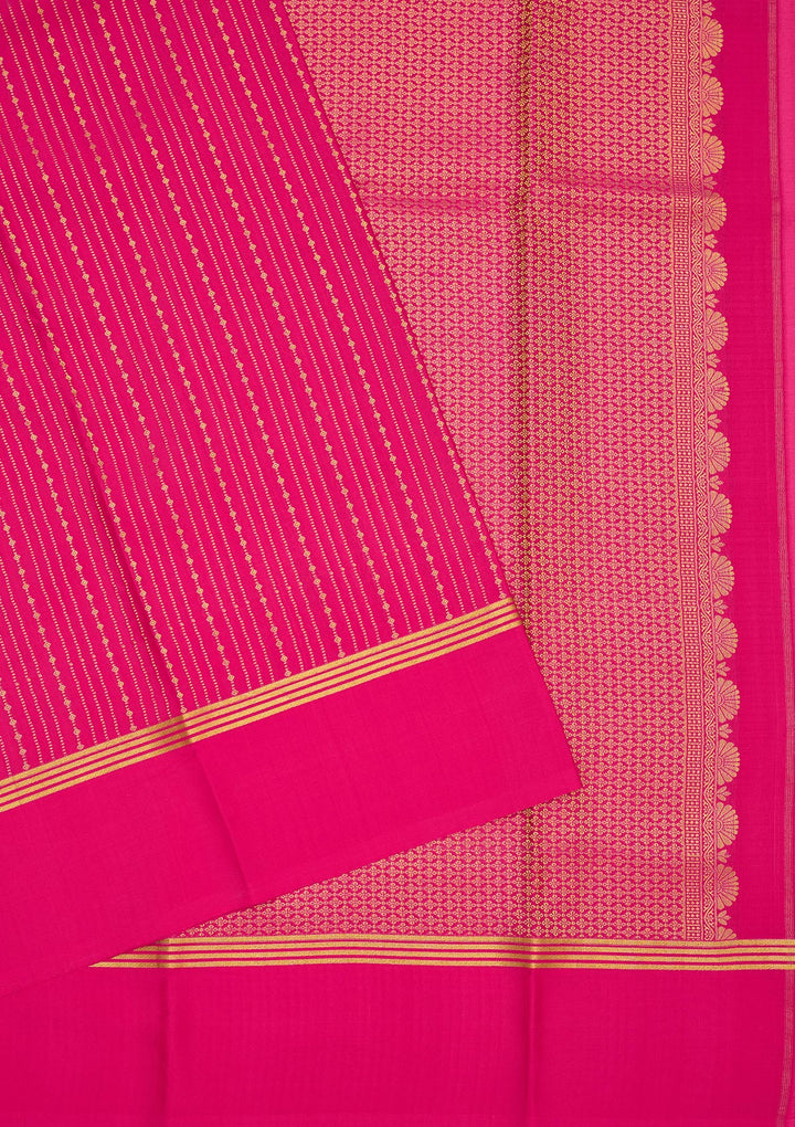 Rani Pink Zariwork Pure Crepe Silk Saree