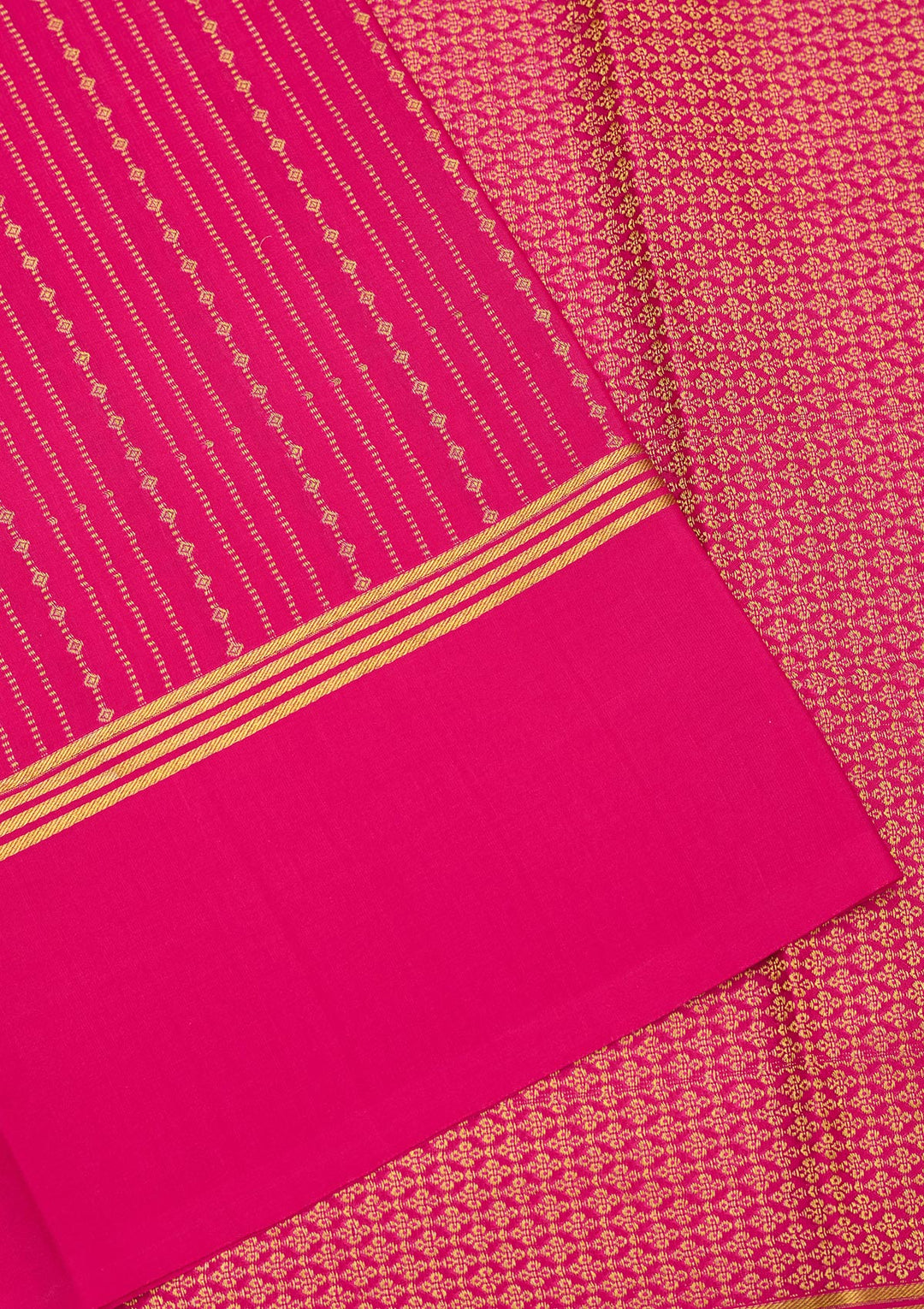 Rani Pink Zariwork Pure Crepe Silk Saree