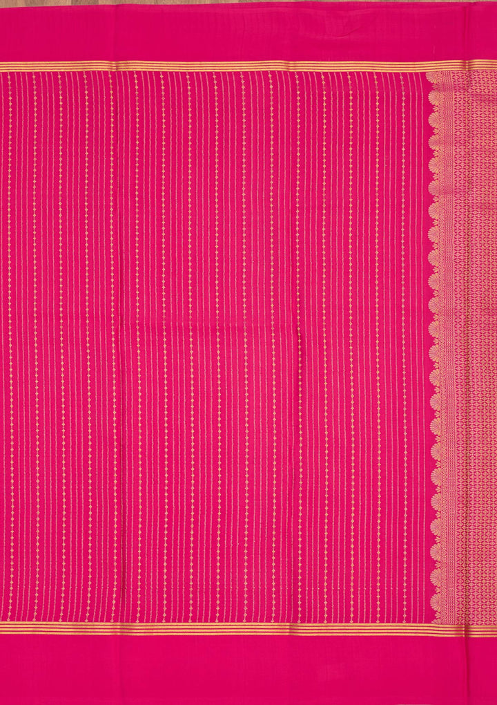 Rani Pink Zariwork Pure Crepe Silk Saree