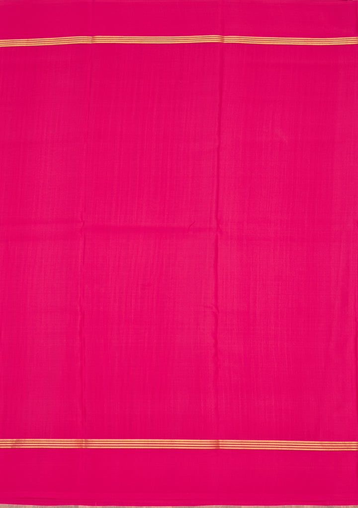 Rani Pink Zariwork Pure Crepe Silk Saree