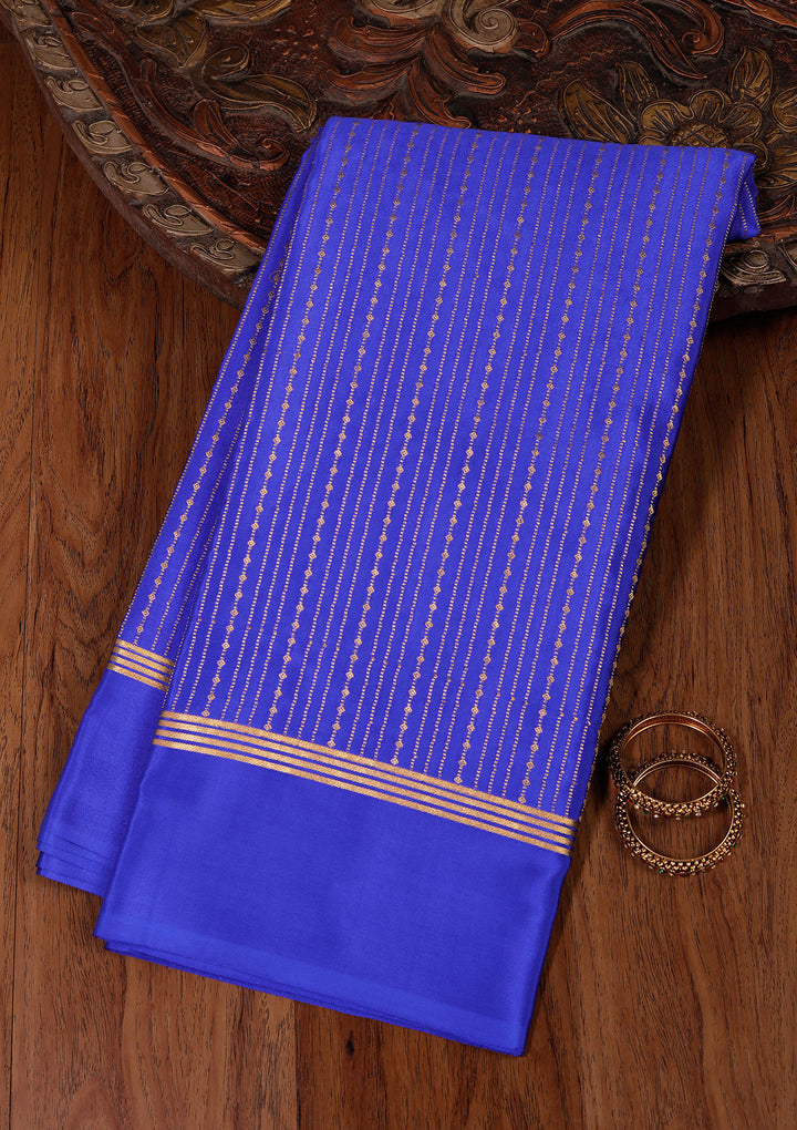 Royal Blue Zariwork Pure Crepe Silk Saree