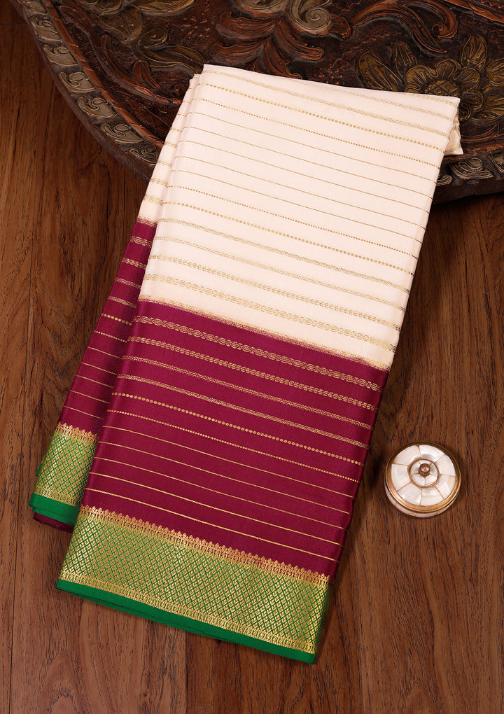 Cream Zariwork Pure Crepe Silk Saree