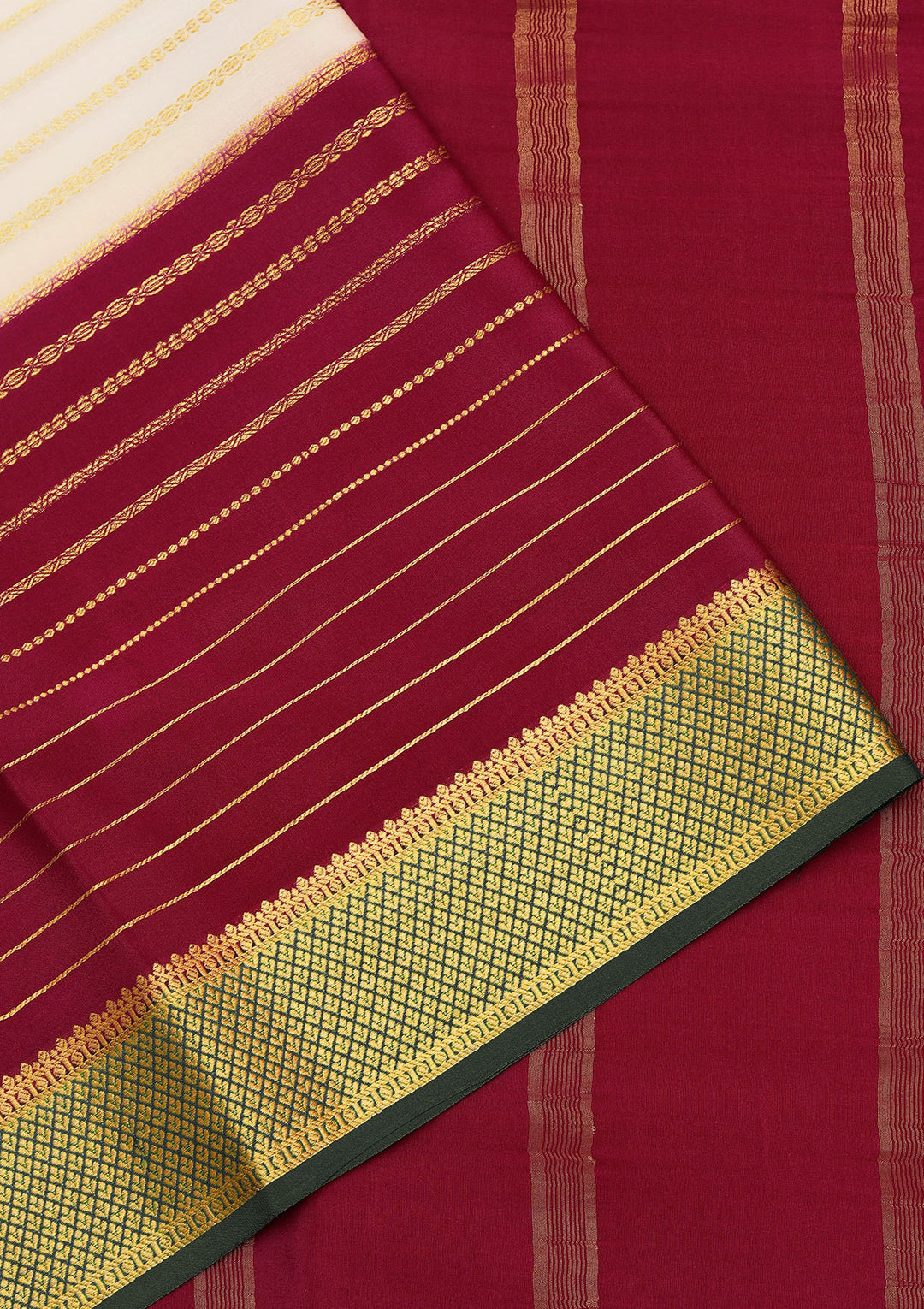 Cream Zariwork Pure Crepe Silk Saree