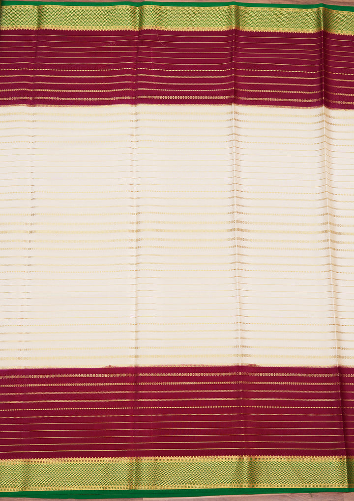 Cream Zariwork Pure Crepe Silk Saree