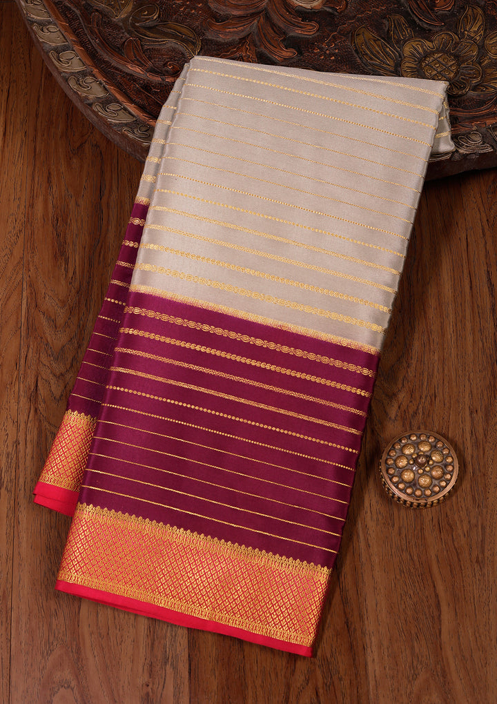 Grey Zariwork Pure Crepe Silk Saree